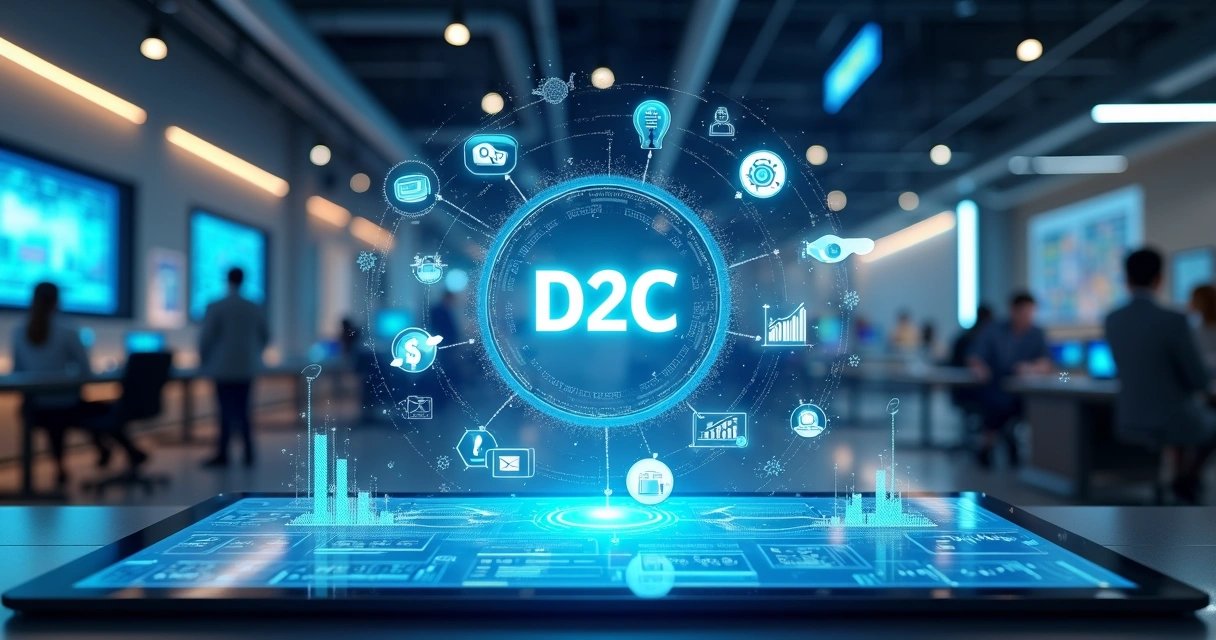 Representação digital do modelo D2C com canais próprios e experiência do cliente integrada